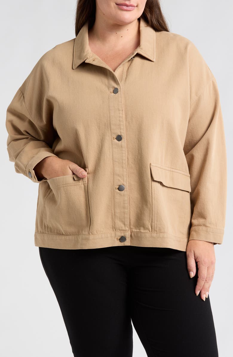 Eileen Fisher Classic Collar Organic Cotton Jacket, Alternate, color, Biscuit