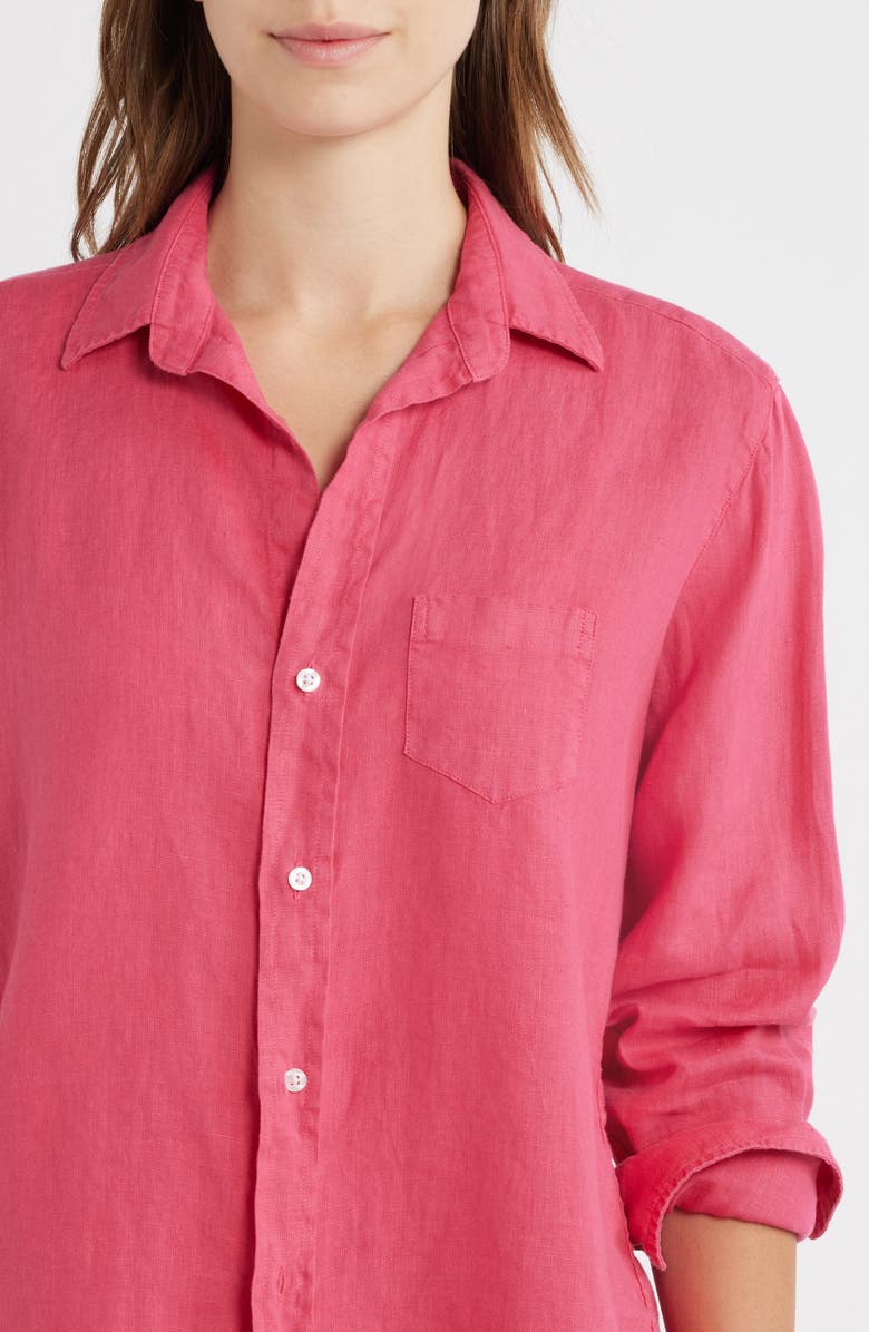 Frank & Eileen Relaxed Linen Button-Up Shirt, Alternate, color, Raspberry