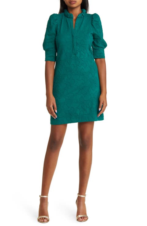 Elsey Floral Jacquard Puff Sleeve Dress