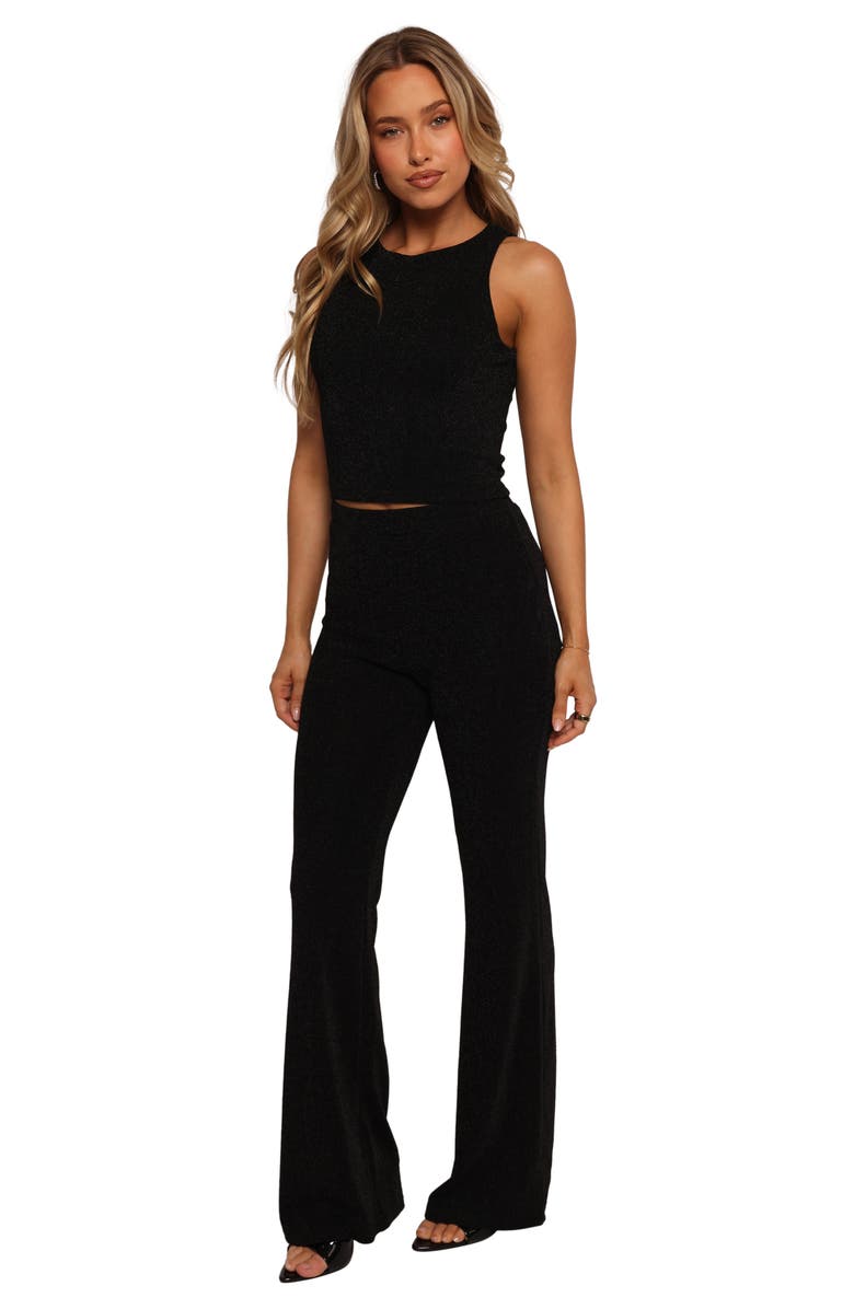 Petal & Pup Ilani Metallic Crop Top & Flare Pants Set, Alternate, color, Black