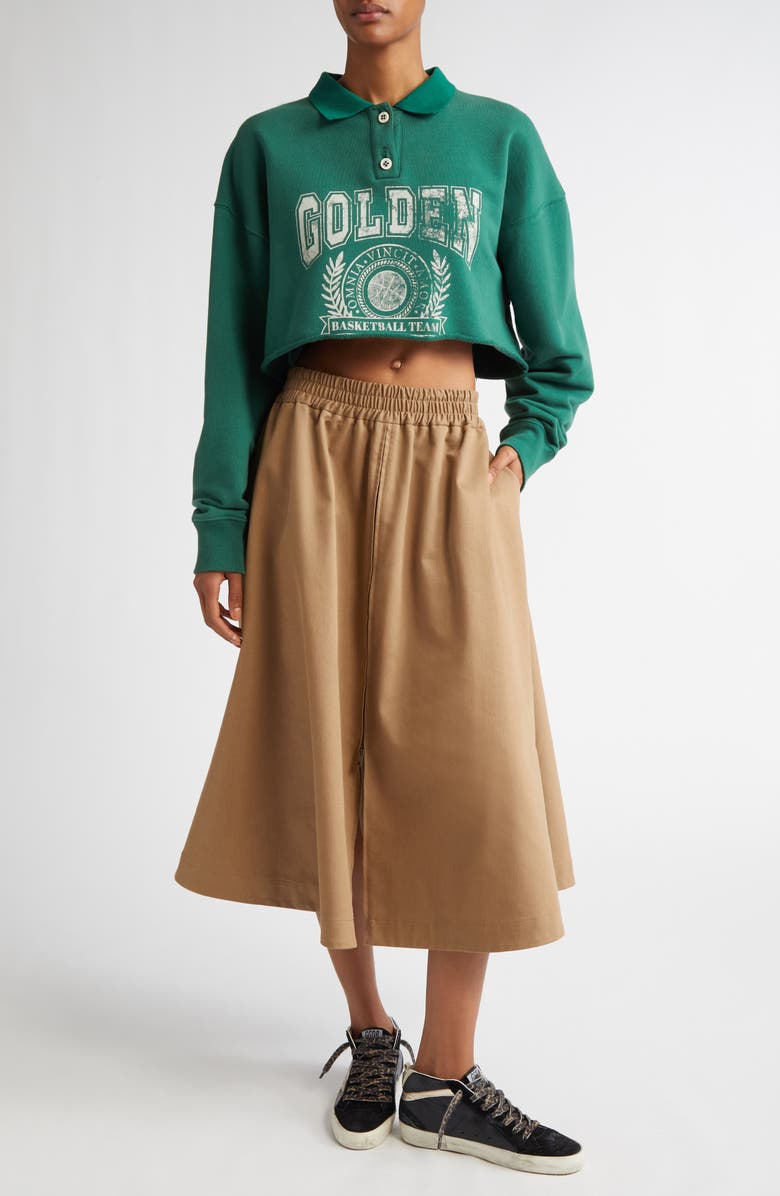 Golden Goose Journey Crop Graphic Polo Sweatshirt, Alternate, color, 