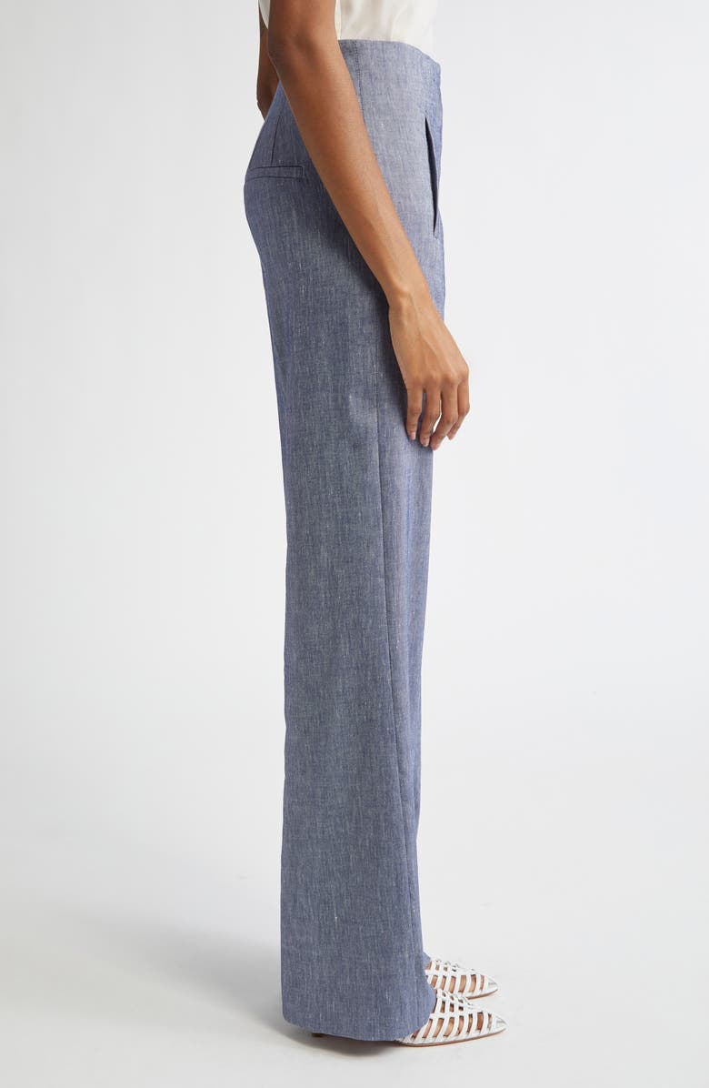 Veronica Beard Jude Wide Leg Linen Blend Pants, Alternate, color, Blue Melange