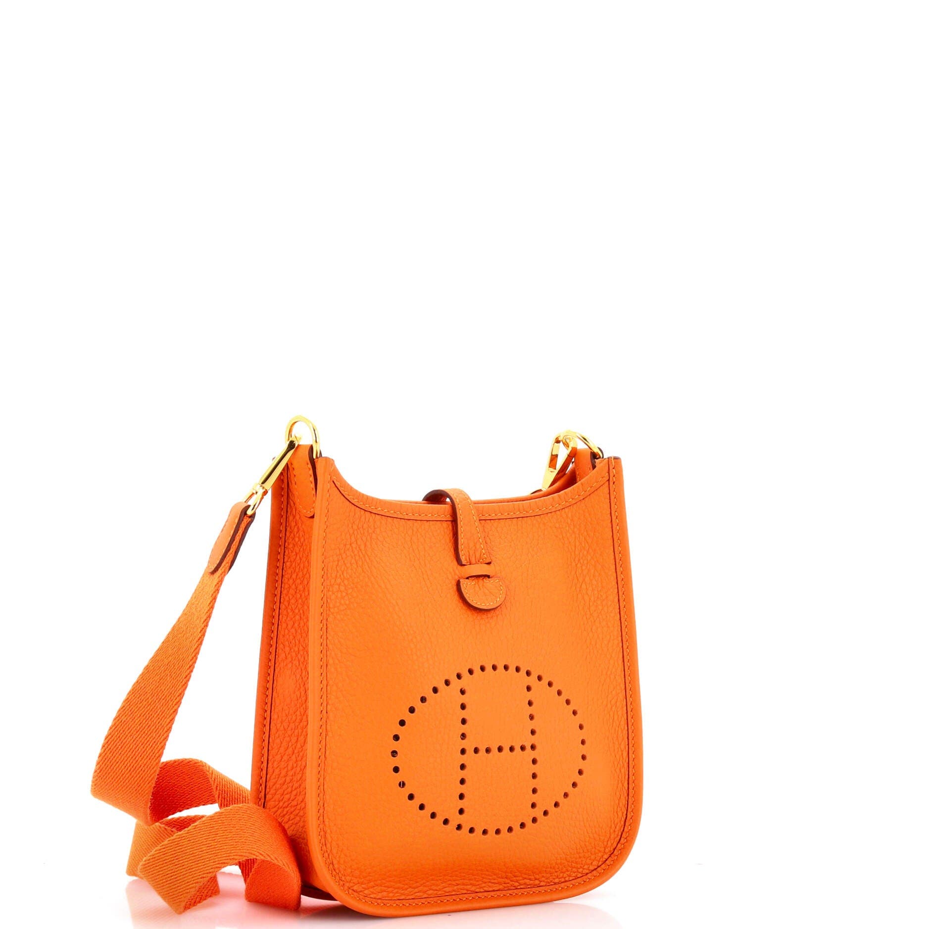 Pre-Owned Hermes Evelyne Bag Gen III Clemence TPM, Alternate, color, Orange Minium