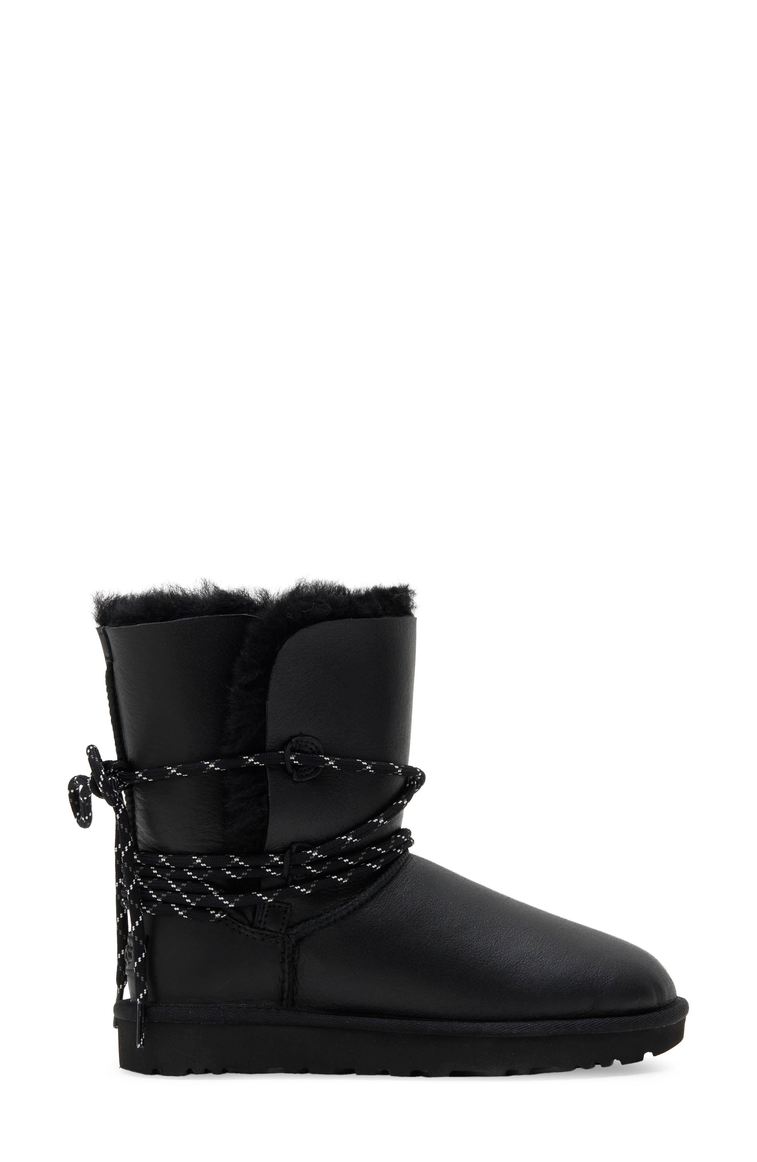 Bailey Tie Genuine Shearling Boot, Alternate, color, BLACK