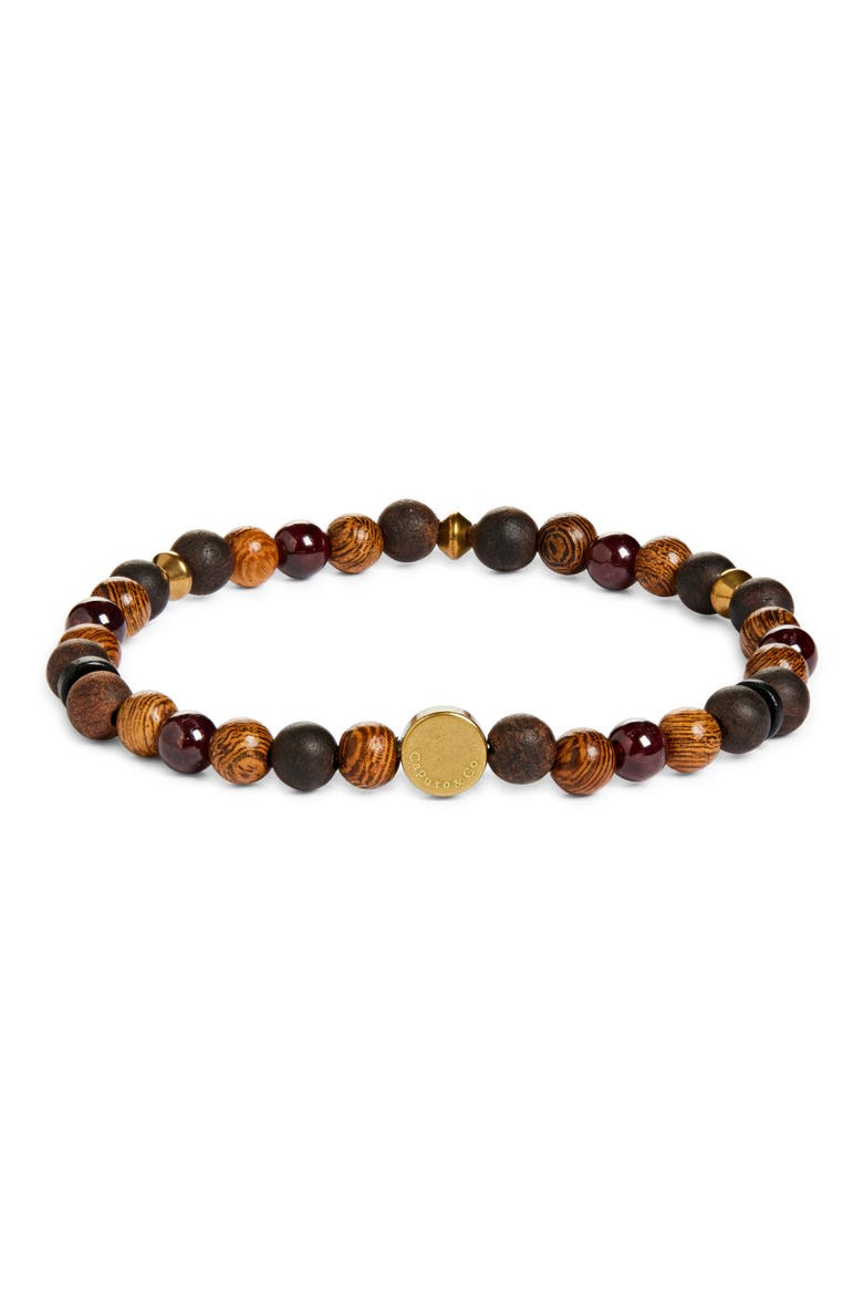 Men's Mala Beaded Stretch Bracelet, Main, color, RED GARNET