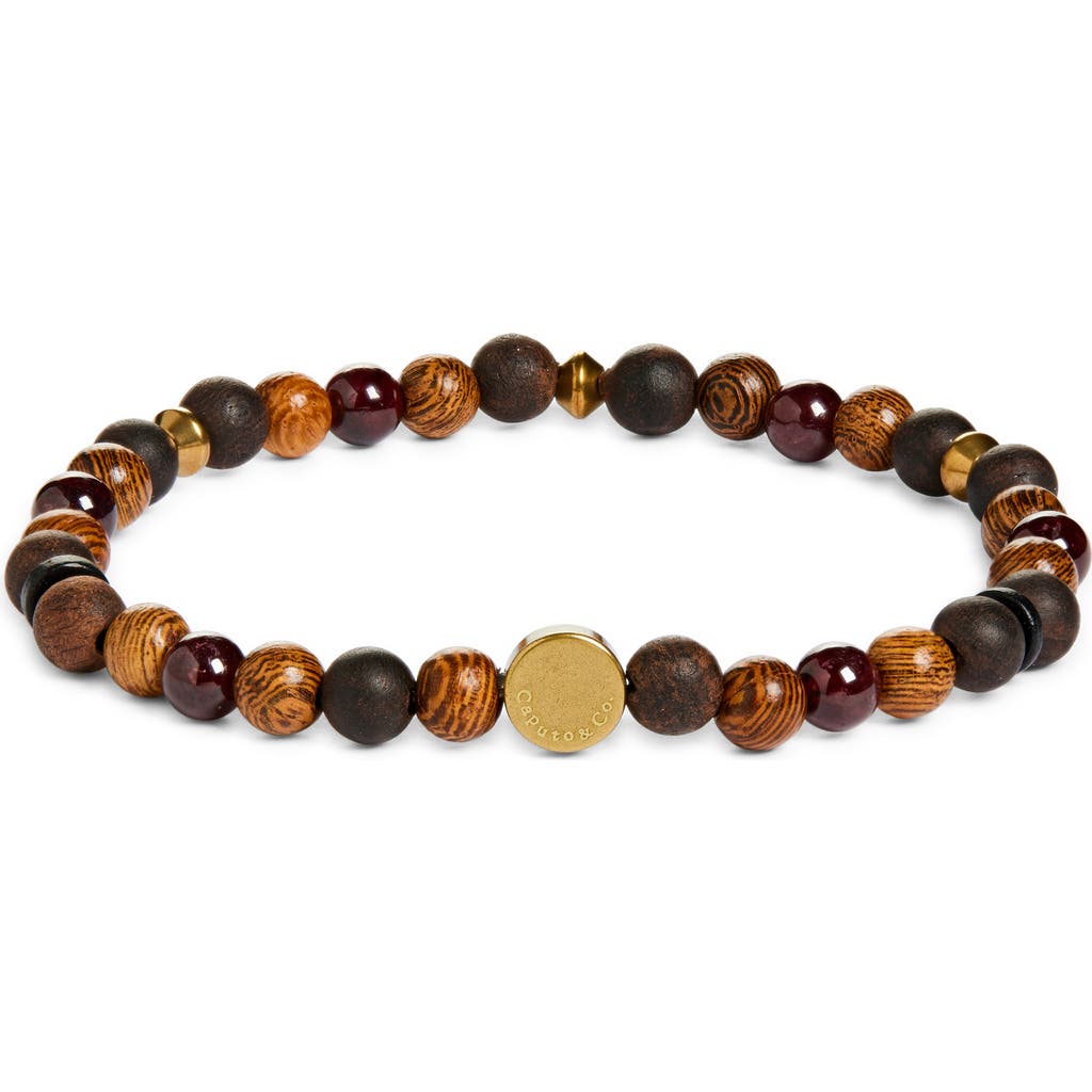 Caputo & Co Mala Beaded Stretch Bracelet In Red Garnet