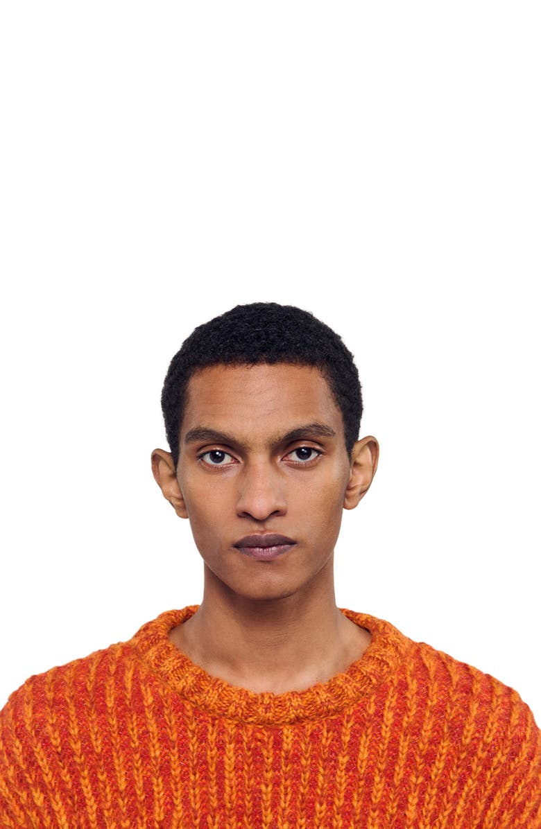 SANDRO Round neck long-sleeve sweater, Alternate, color, Rust