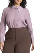 ELOQUII Pointed Collar Button Up Shirt