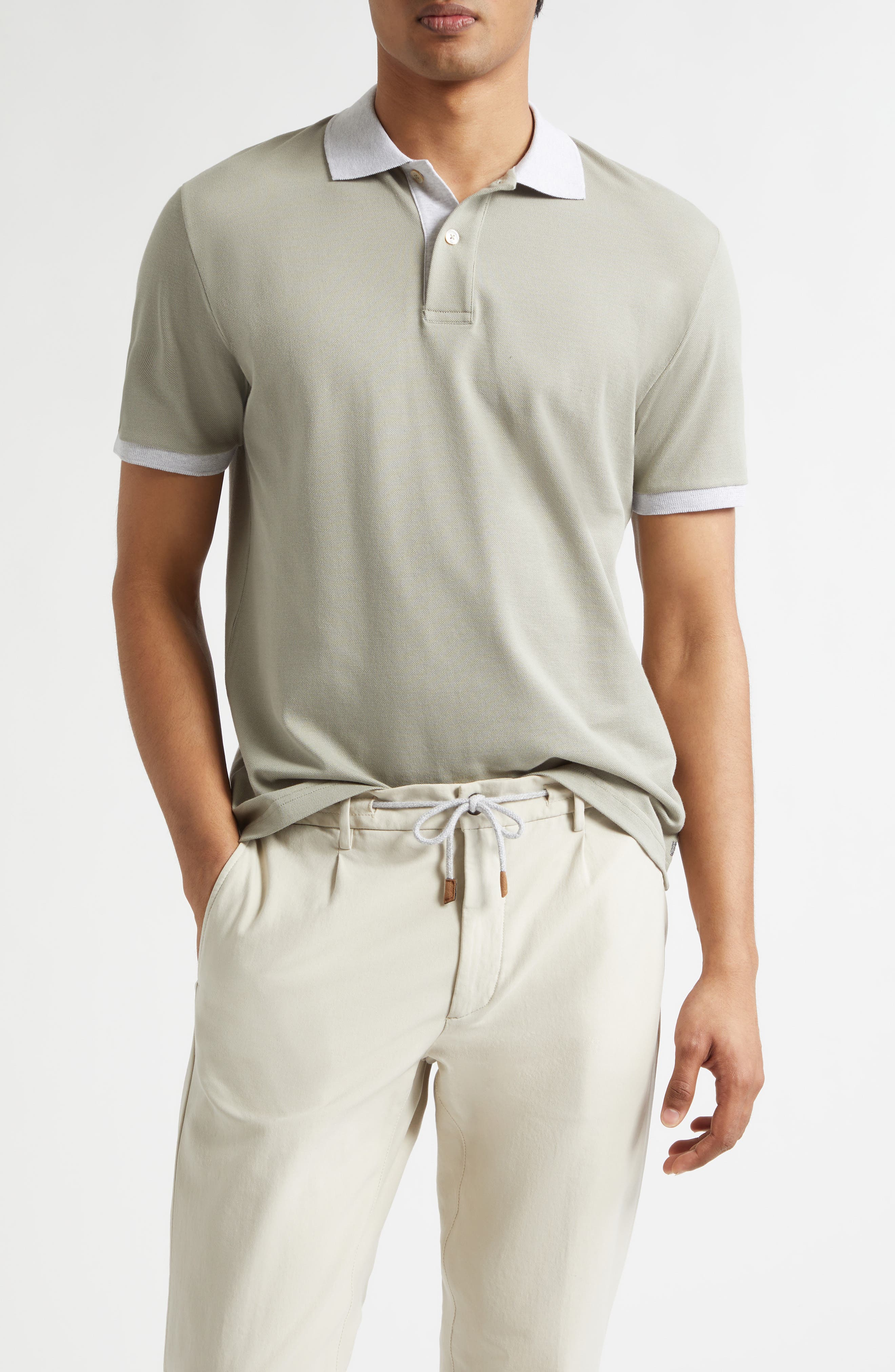 Contrast Trim Cotton Pique Polo - image 3