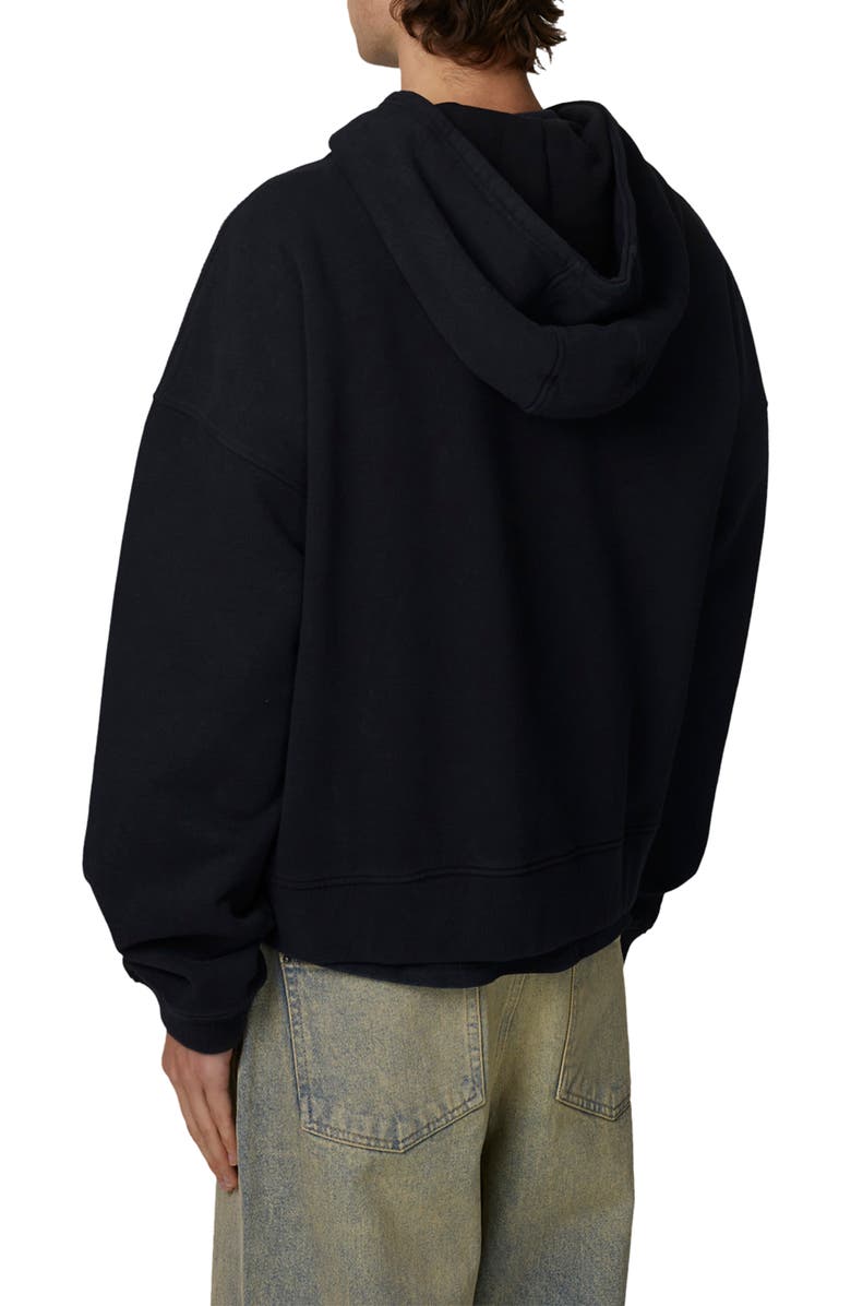 Good For Nothing Boxy-Fit Zipped Silhouette Hoodie, Alternate, color, Black