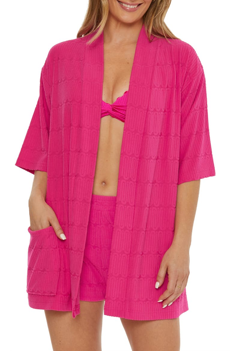 Skyfall Jacquard Terry Cover-Up Robe, Alternate, color, BOUGANVILLE