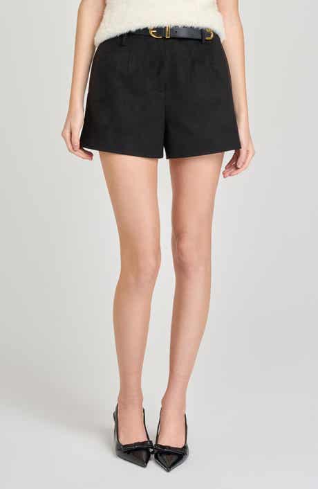 WAYF Hazel Faux Suede Pleated Shorts
