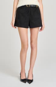 WAYF Hazel Faux Suede Pleated Shorts