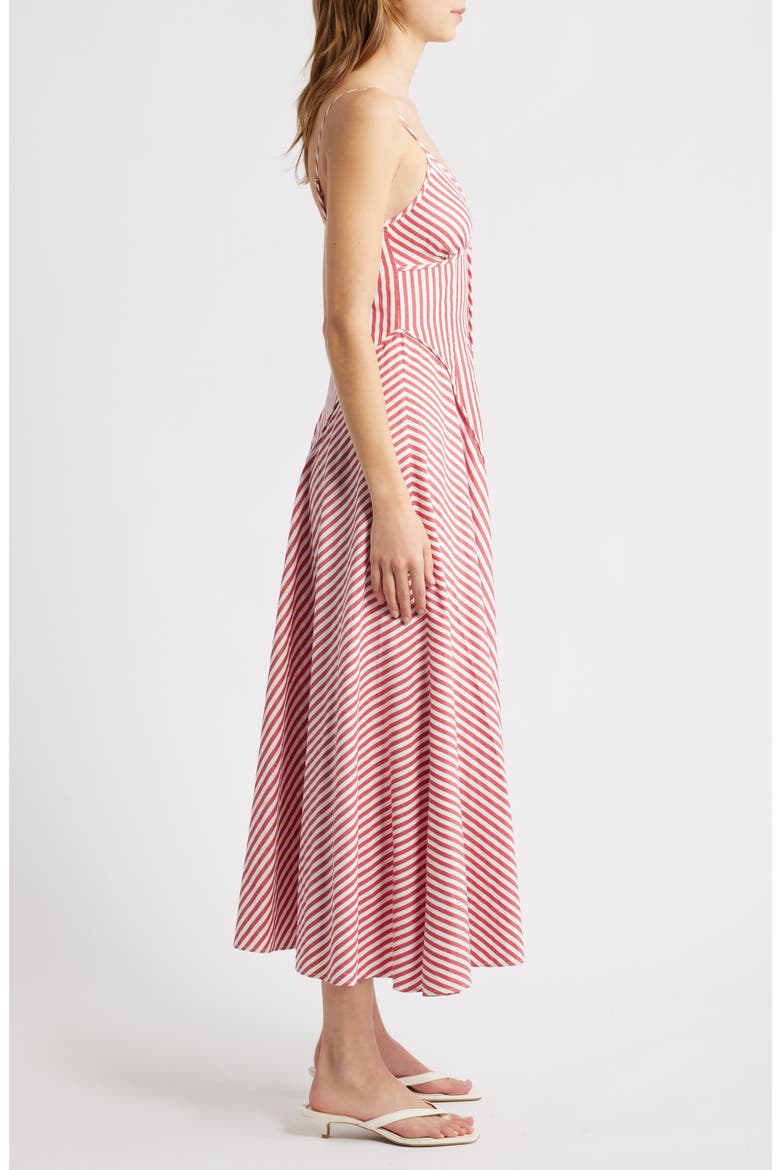 Arabella Stripe Midi Dress, Alternate, color, RED/ WHITE