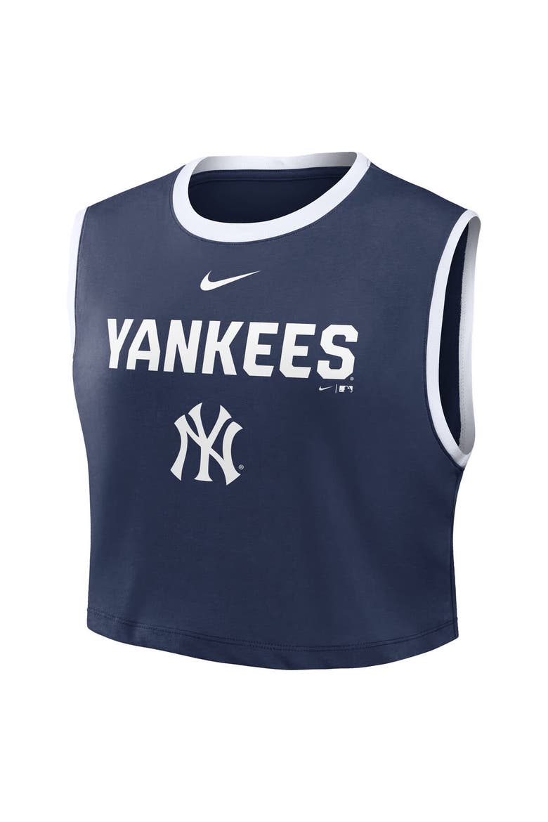 Women's Nike Navy New York Yankees Primetime Loose Dri-FIT Cropped Tank Top, Alternate, color, Navy