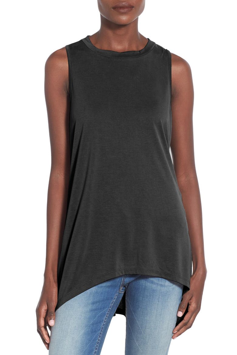 Sleeveless High/Low Hem Tank, Main, color, BLACK