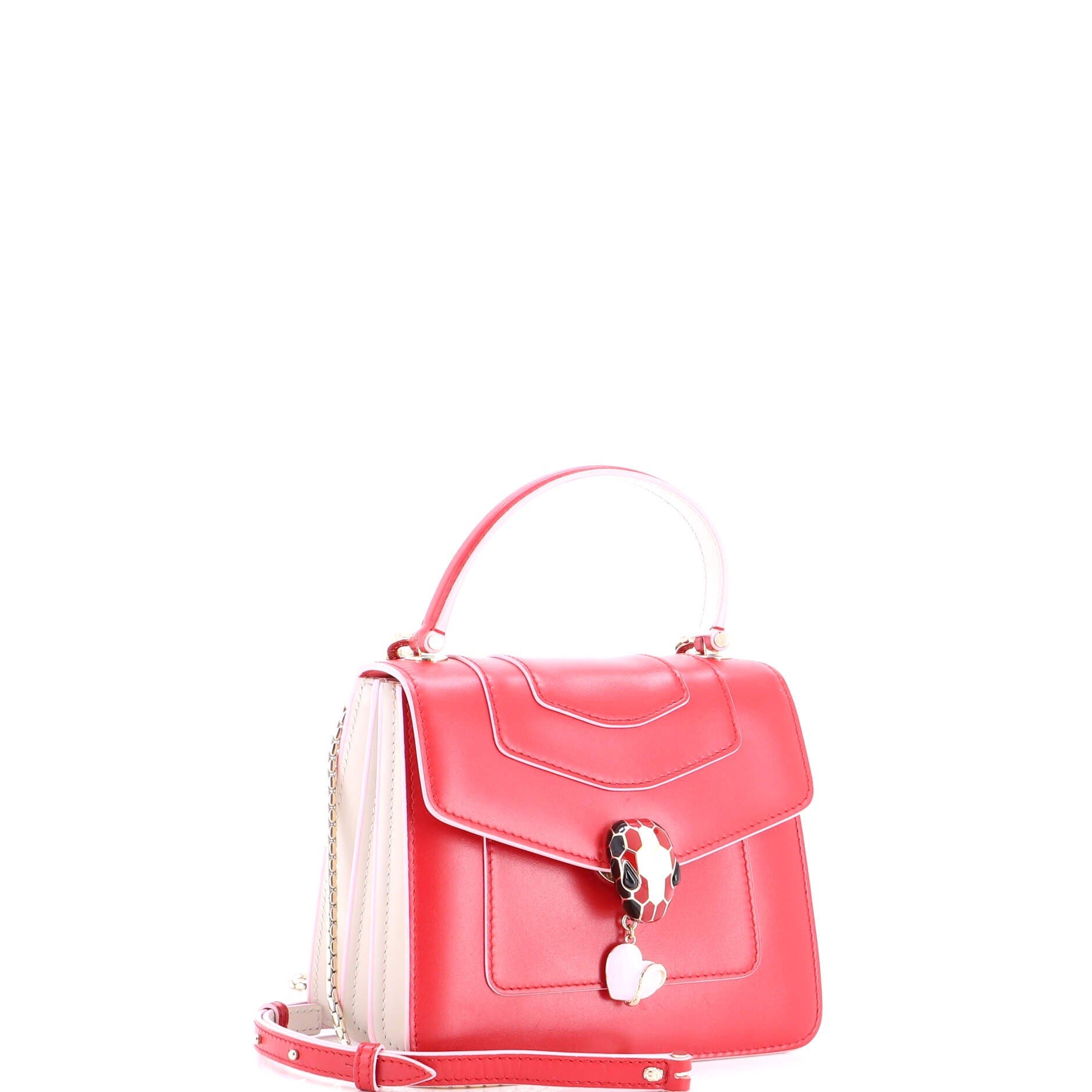 Serpenti Forever Dangle Top Handle Bag Leather Small, Alternate, color, Red