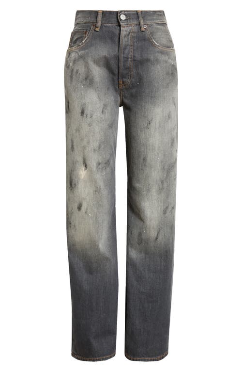 Acne Studios 2021 Black Trafa Paint Splatter Loose Fit Wide Leg Jeans In Black
