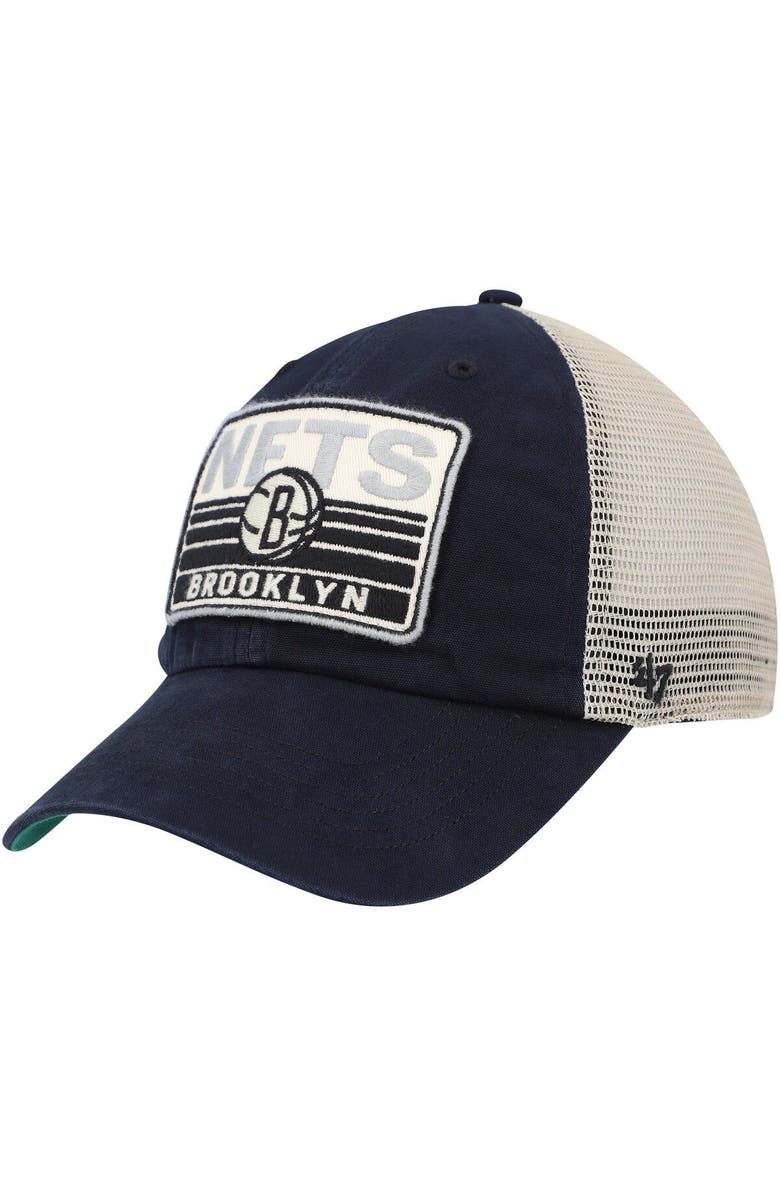 '47 Men's '47 Black/Natural Brooklyn Nets Four Stroke Clean Up Snapback Hat, Main, color, Black