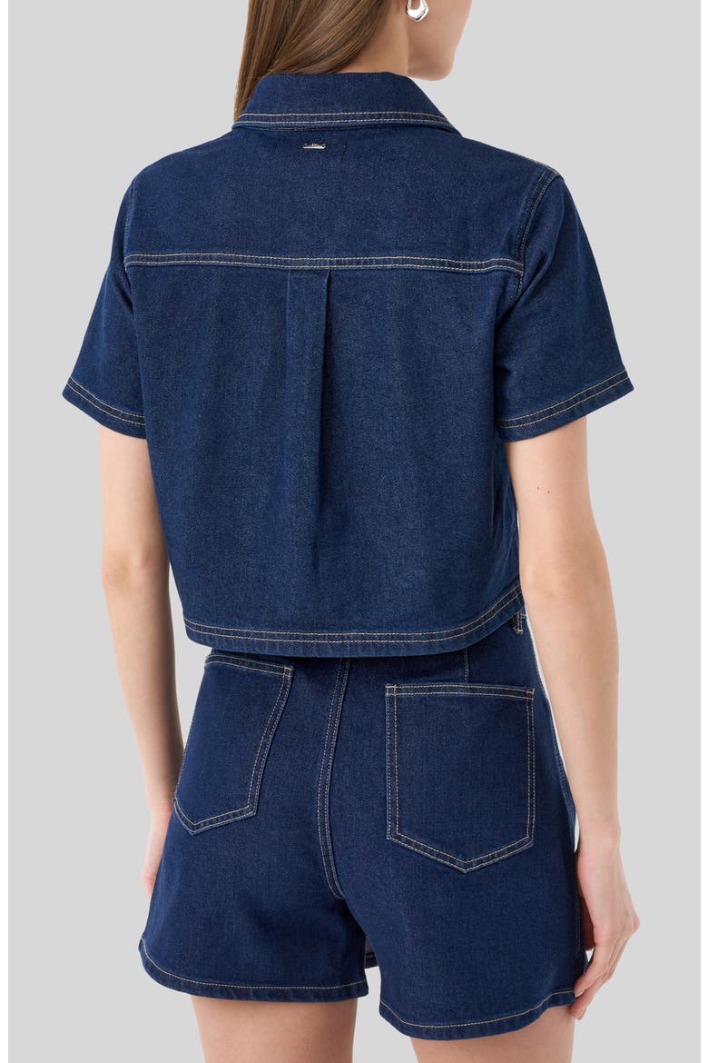 Popover Denim Crop Top, Alternate, color, RINSE WASH
