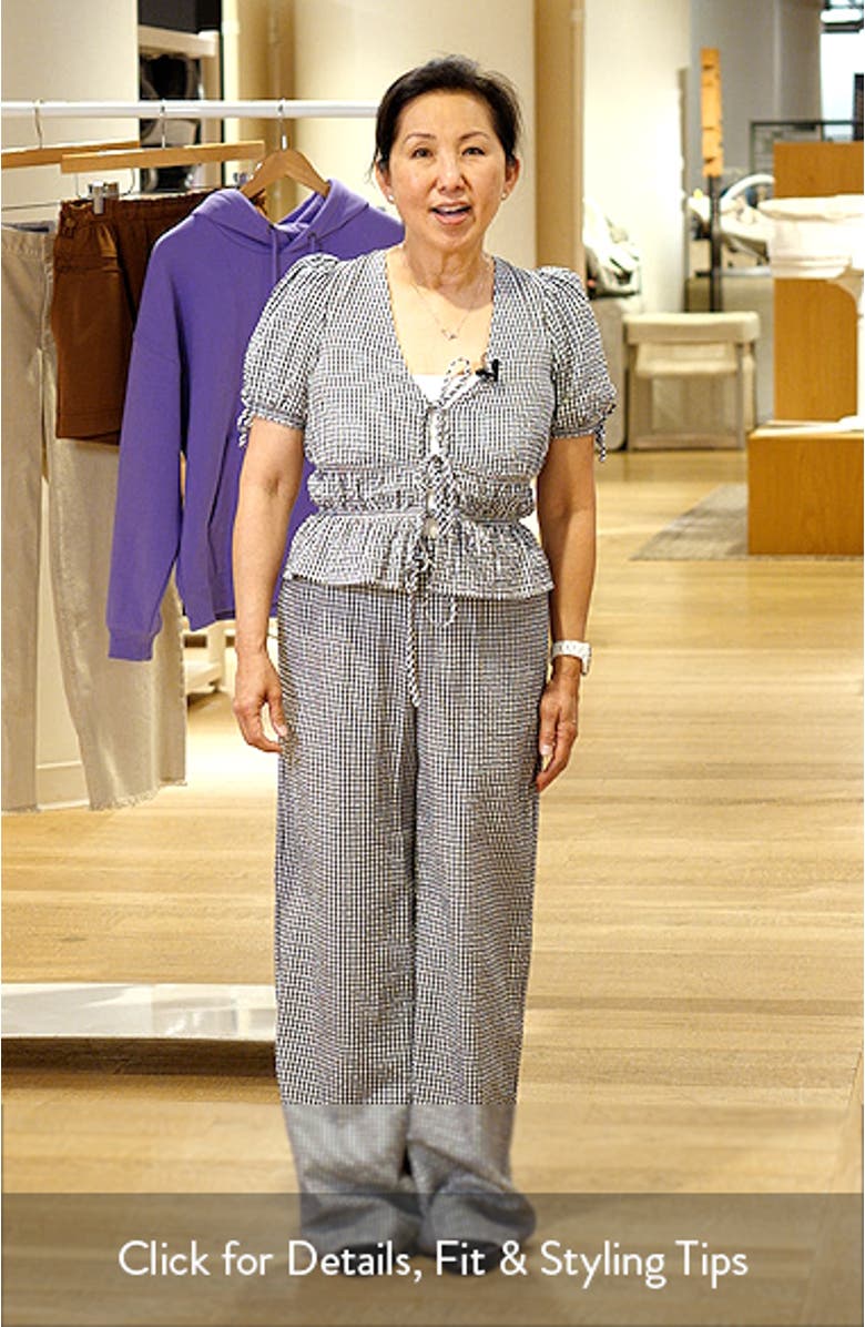 x Styled by COCO! Nina Gingham Seersucker Straight Leg Pants, sales video thumbnail