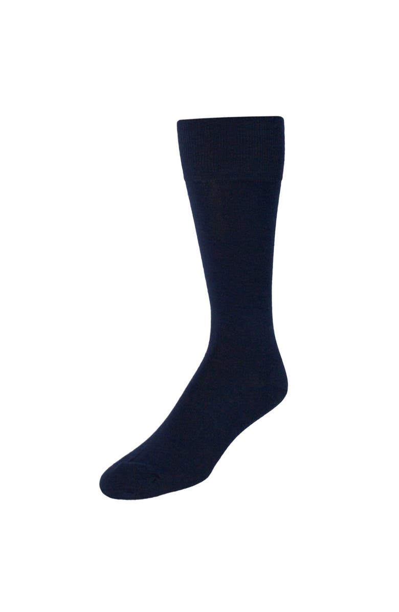 Trafalgar Gaston Solid Colored Over-The-Calf Merino Wool Socks, Main, color, Navy Blue