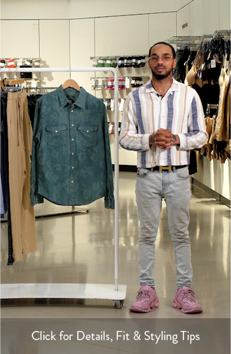 Floral Cotton Denim Western Snap-Up Shirt, sales video thumbnail