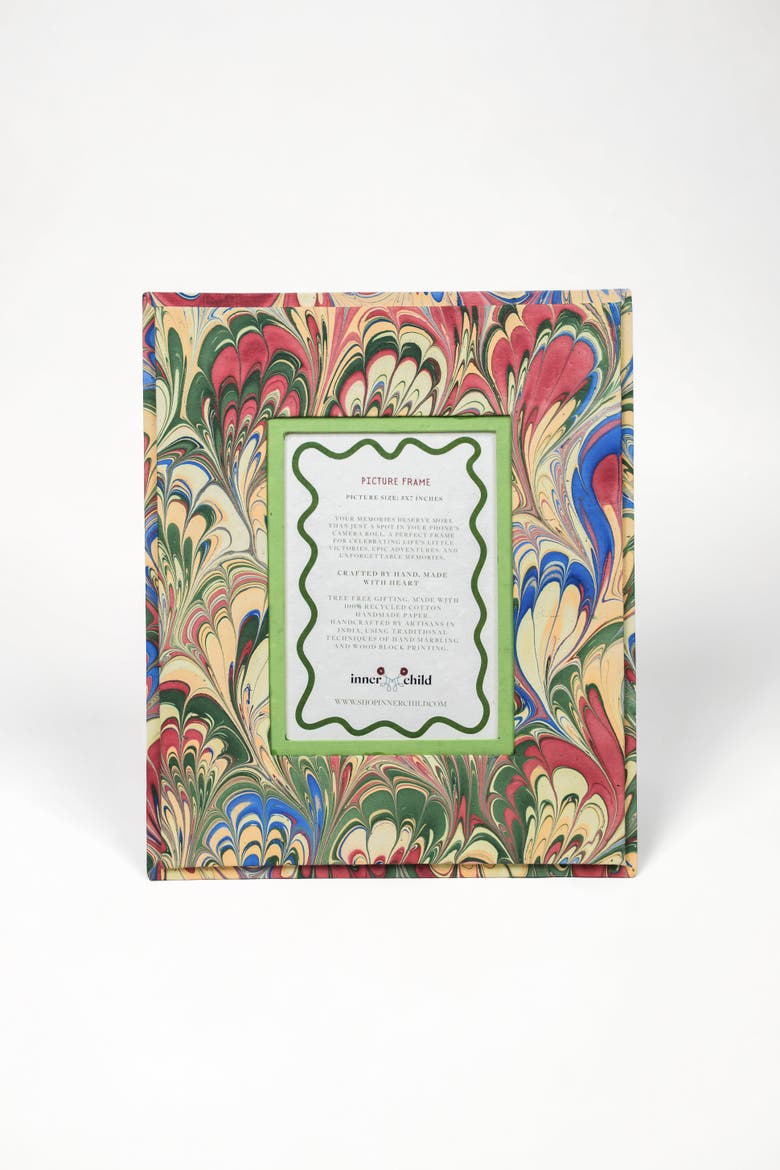 Hand-Marbled Large Wall Picture Frame - 5x7, Alternate, color, Multicolor