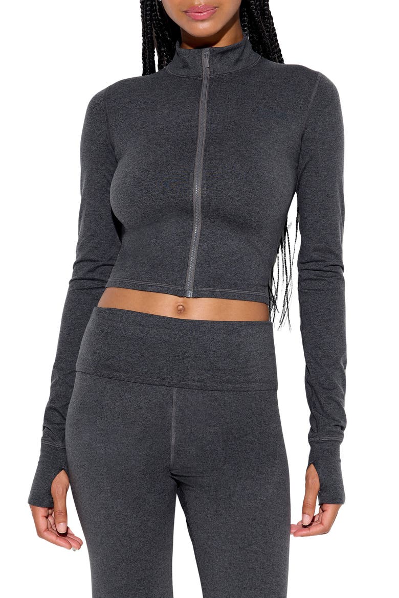 Elliott Crop Knit Jacket, Main, color, VINTAGE BLACK
