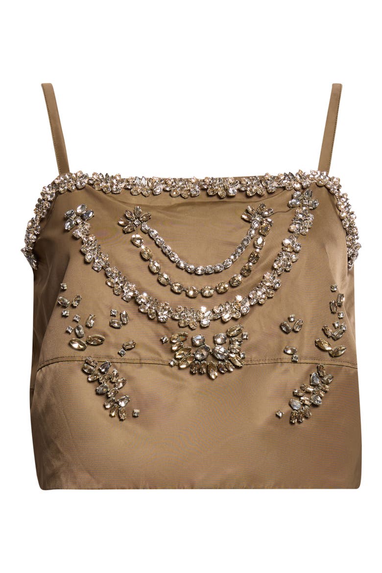 Marilyn Rhinestone Crop Camisole, Main, color, DARK OLIVE
