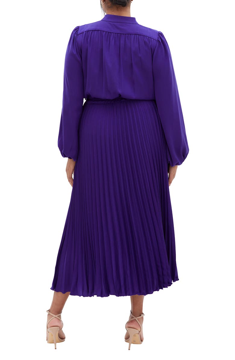 City Chic Oasis Long Sleeve Pleated Dress, Alternate, color,