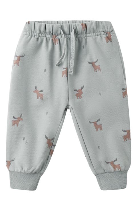Moose Print Relaxed Stretch Organic Cotton Sweatpants (Baby)