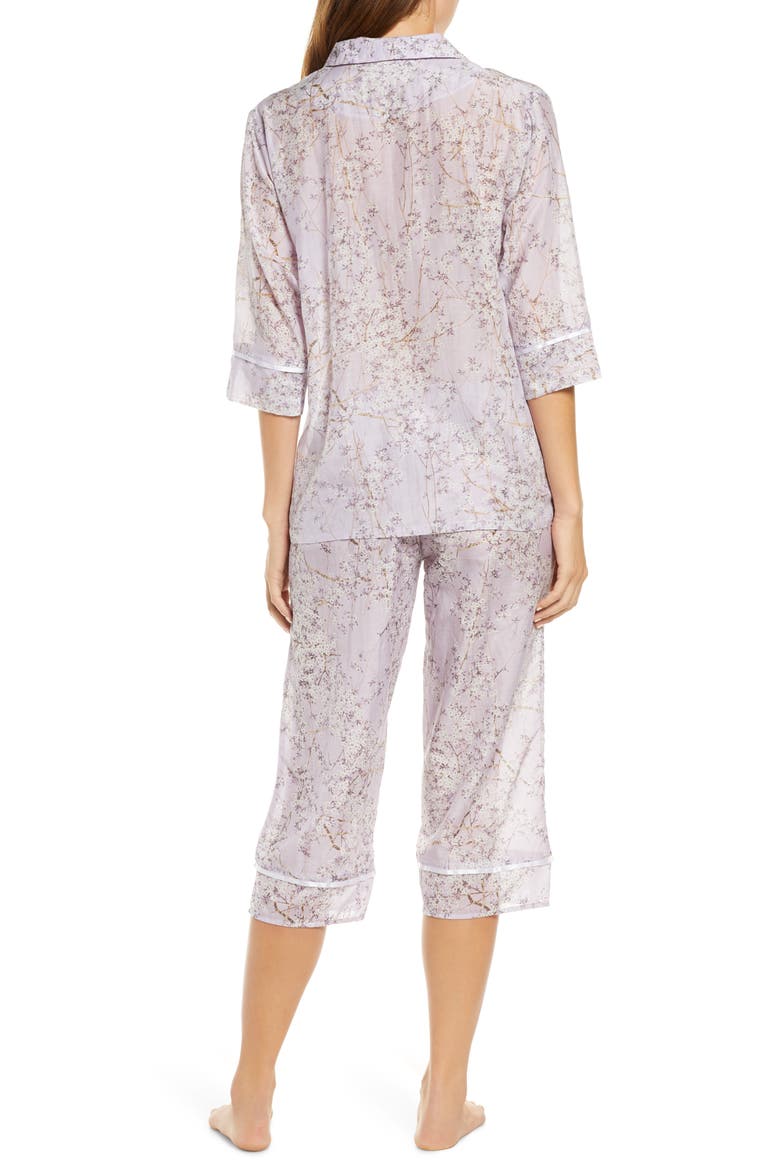 Cherry Blossom Cotton & Silk Crop Pajamas, Alternate, color, LILAC