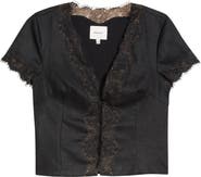Reformation Brynn Lace Trim Linen Crop Top
