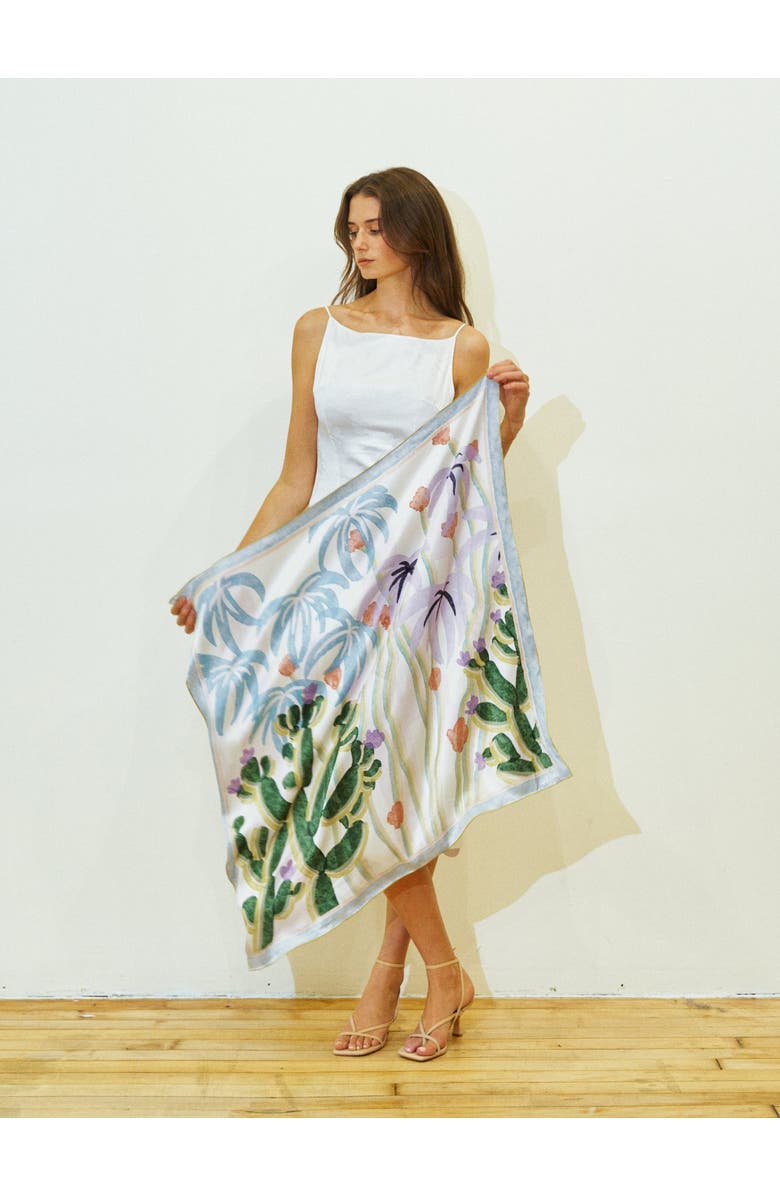 Lost Pattern "Ethereal Mirage" Large Silk Scarf, Alternate, color, Pastel