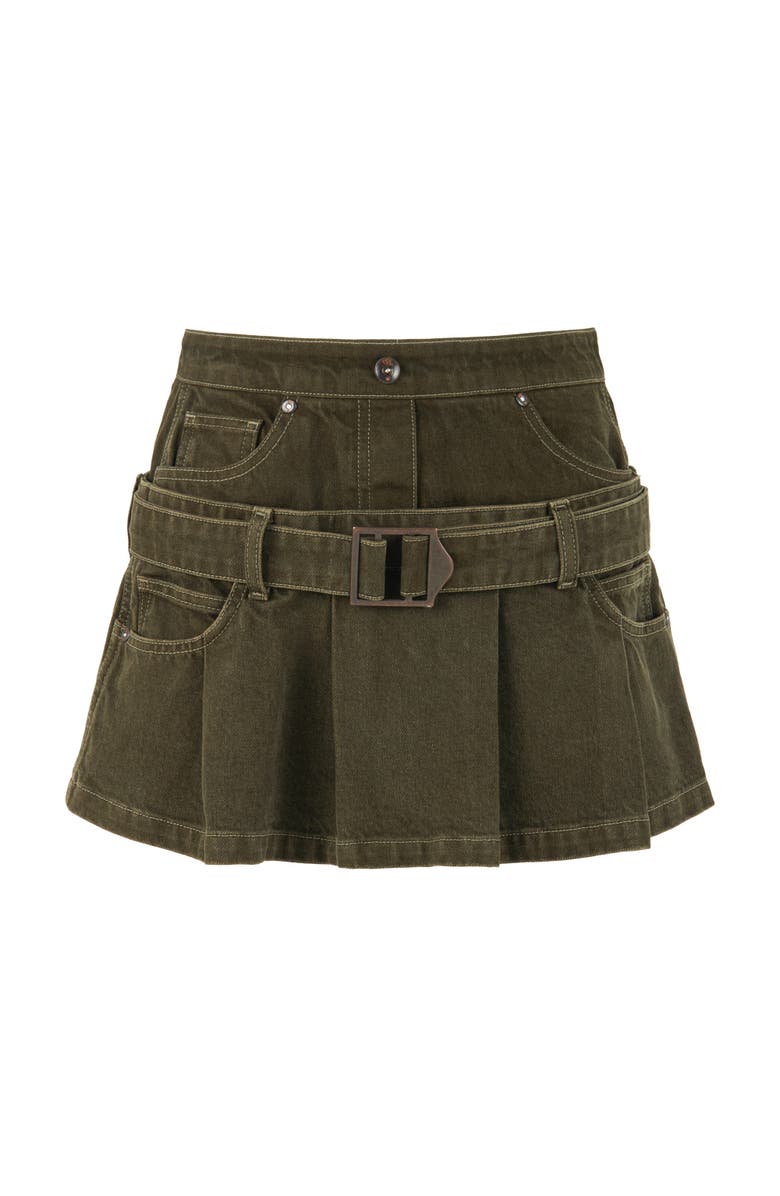 Nocturne Mini Jean Skirt with Belt Detail, Alternate, color, 