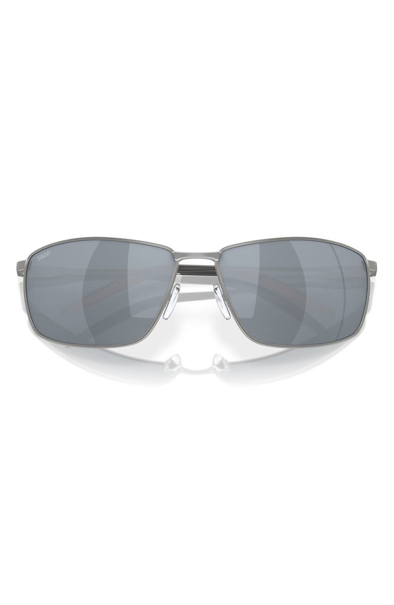 Costa Del Mar Turret 63mm Oversize Polarized Irregular Sunglasses, Alternate, color, Silver / Gray Silver 580P