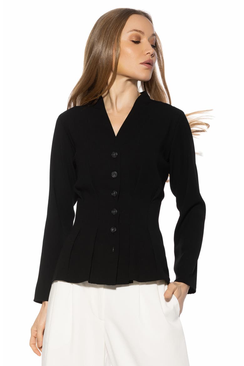 Amaris Cinched Waist Button-Up Shirt, Alternate, color, BLACK