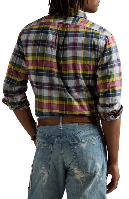 POLO RALPH LAUREN POLO RALPH LAUREN BLEEDING MADRAS PLAID BUTTON-DOWN SHIRT 