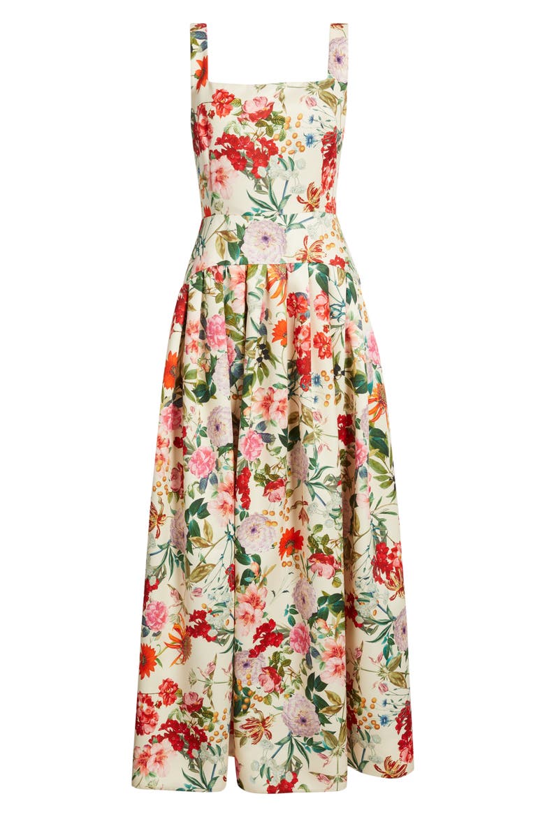 Floral A-Line Gown, Alternate, color, IVORY MULTI