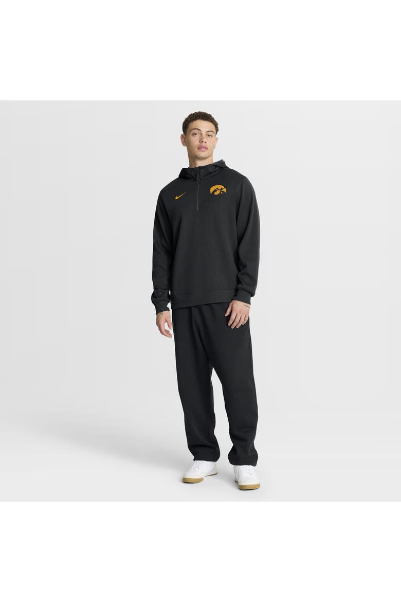 Men's Nike Black Iowa Hawkeyes Coaches Premium Dri-FIT Quarter-Zip Hoodie, Alternate, color, Black