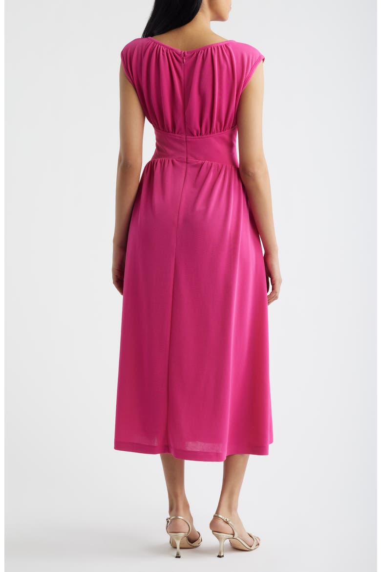 Pebble Shirred Midi Dress, Alternate, color, VIBRANT PINK