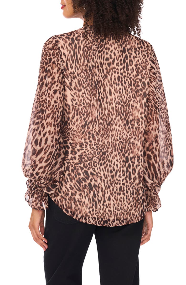 Vince Camuto Print Ruffle Cuff Top, Alternate, color, Rich Taupe