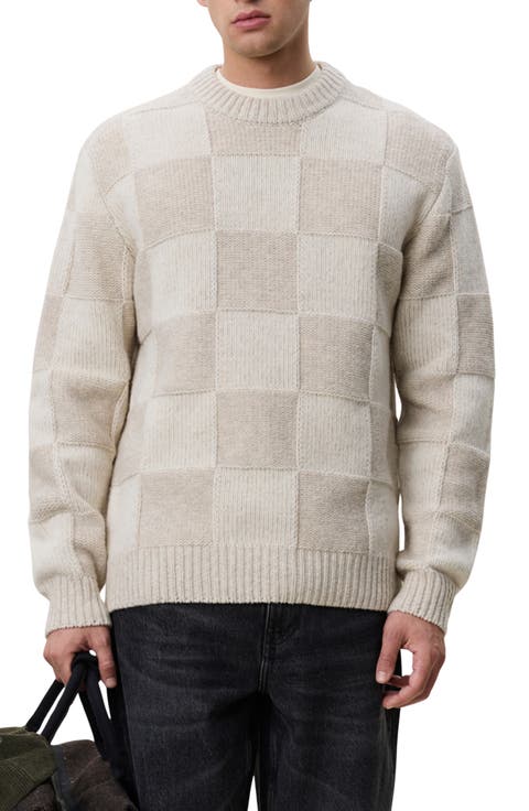 Checkered Wool Crewneck Sweater