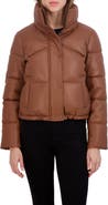 Sebby Short Faux Leather Puffer Jacket