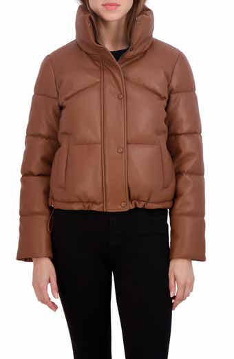 Sebby Short Faux Leather Puffer Jacket