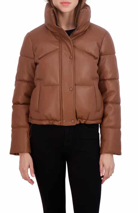 Sebby Short Faux Leather Puffer Jacket