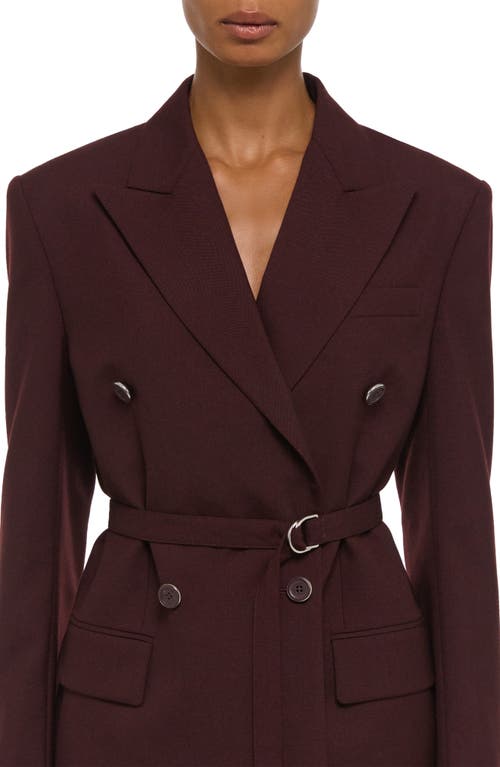 Helmut Lang Double Breasted Belted Virgin Wool Blazer In Animal Print