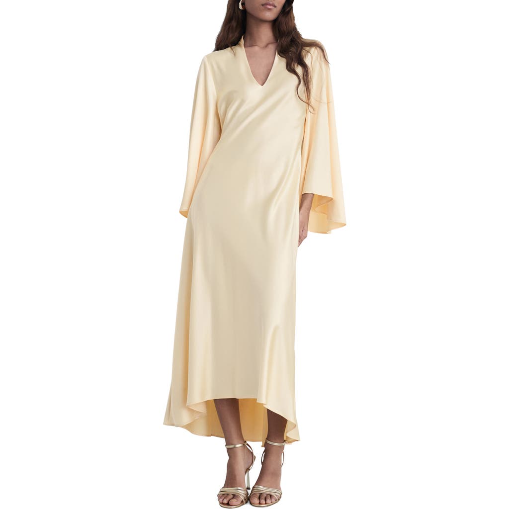 MANGO Long Sleeve Satin Maxi Dress in Gold at Nordstrom Rack, Size 8