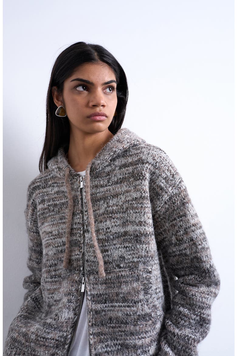 Zip Front Knit Hoodie, Alternate, color, GREY